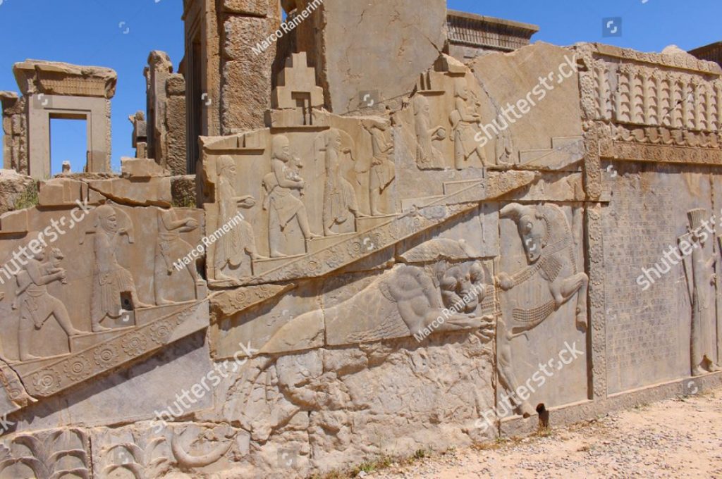 Persepolis, Iran. Die Tachara (Palast von Darius dem Großen). Ruinen der zeremoniellen Hauptstadt des achämenidischen Reiches. Autor und Copyright Marco Ramerini.
