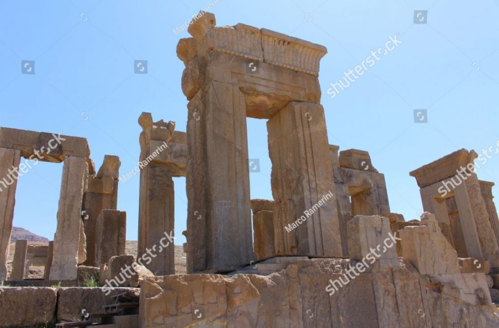 Persepolis, Iran. Die Tachara (Palast von Darius dem Großen). Ruinen der zeremoniellen Hauptstadt des achämenidischen Reiches. Autor und Copyright Marco Ramerini.