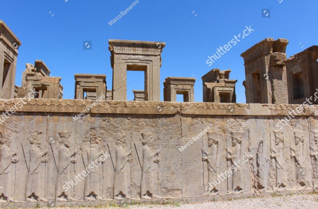 Persepolis, Iran. Die Tachara (Palast von Darius dem Großen). Ruinen der zeremoniellen Hauptstadt des achämenidischen Reiches. Autor und Copyright Marco Ramerini.