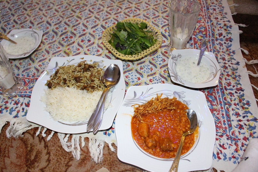 Typical Persian dinner. Author and Copyright Marco Ramerini