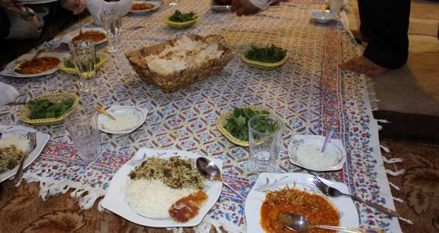 Typical Persian dinner. Author and Copyright Marco Ramerini