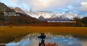 Photographing Mount Fitz Roy from the Capri Lagoon, Patagonia, Argentina. Author and Copyright Marco Ramerini.