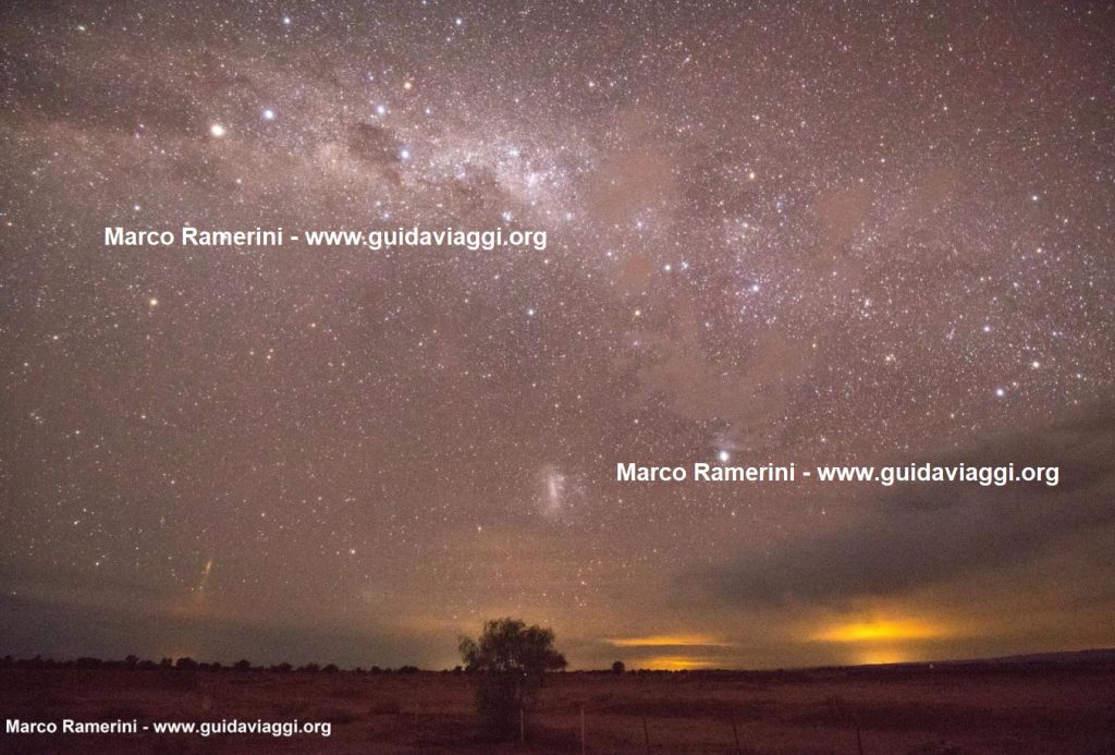 The Milky Way, little after sunset, with the Southern Cross, Eta Carinae and the Large Magellanic Cloud. Atacama desert, Chile. Author and Copyright Marco Ramerini.