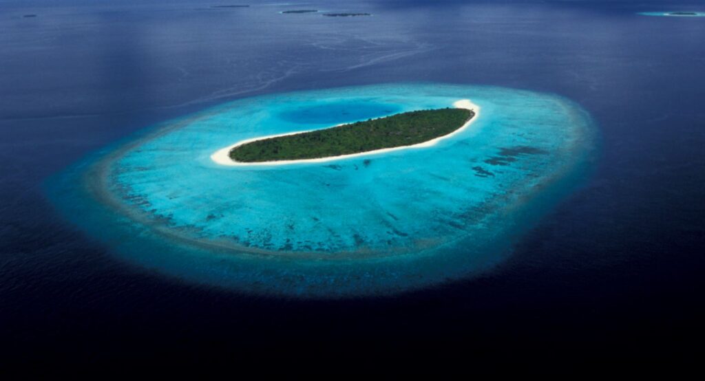 An island in the Maldives. Credit Maldives Tourism.