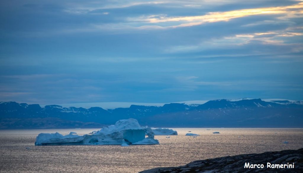 Icebergs in Disko Bay, Ilulissat, Greenland. Author and Copyright Marco Ramerini
